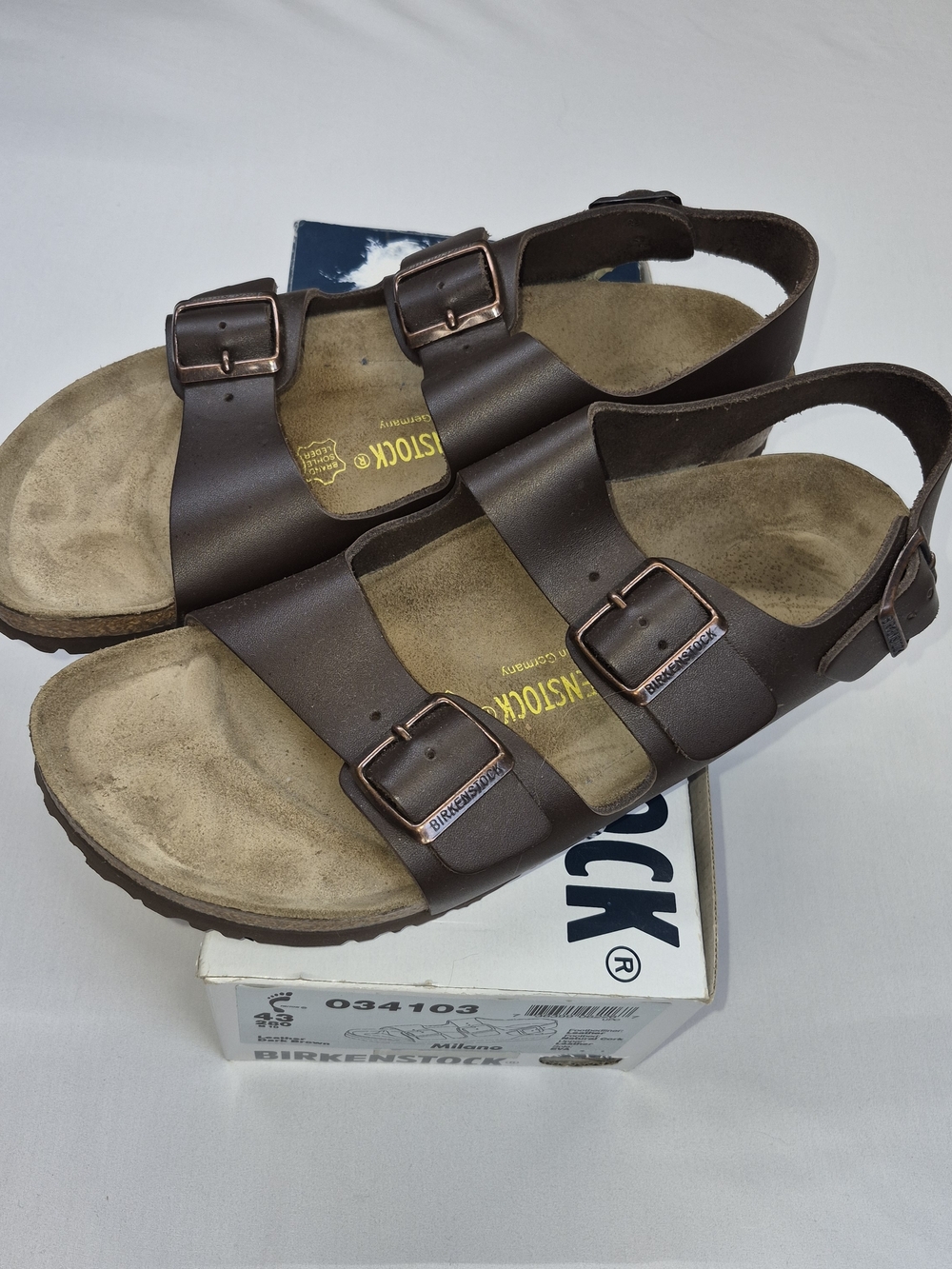 Birkenstock Milano Brown Triple-Strap Leather Sandals Mens 10 Womens 12N NEW